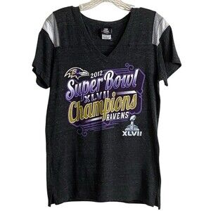 Womens XL Baltimore Ravens NFL T-shirt 2012 Super Bowl XLVII Champions Dark Gray